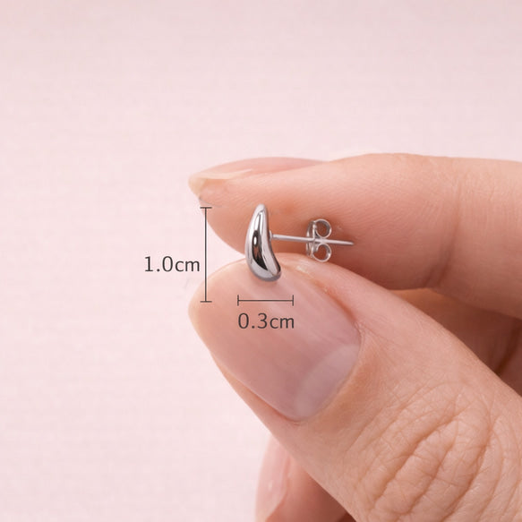 Teardrop Mini Hoop Pierce│ティアドロップ ピアス│ぷっくり メタル フープ│サージカルステンレス316L│金属アレルギー対応│軽量│大人シンプル