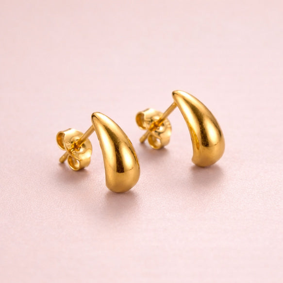 Teardrop Mini Hoop Pierce│ティアドロップ ピアス│ぷっくり メタル フープ│サージカルステンレス316L│金属アレルギー対応│軽量│大人シンプル