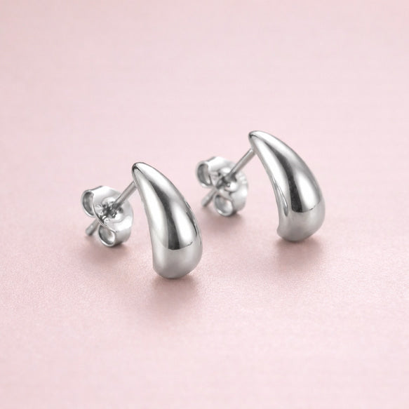 Teardrop Mini Hoop Pierce│ティアドロップ ピアス│ぷっくり メタル フープ│サージカルステンレス316L│金属アレルギー対応│軽量│大人シンプル