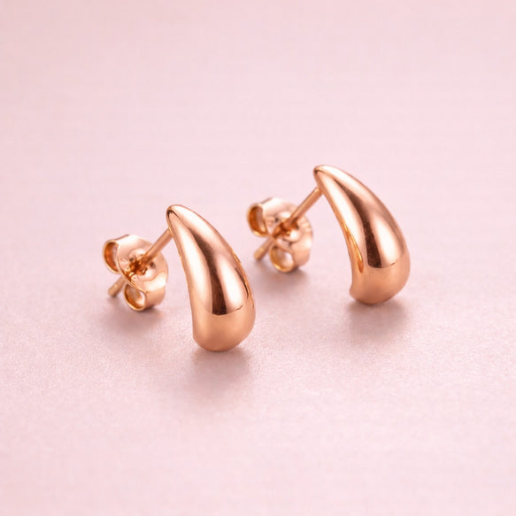 Teardrop Mini Hoop Pierce│ティアドロップ ピアス│ぷっくり メタル フープ│サージカルステンレス316L│金属アレルギー対応│軽量│大人シンプル