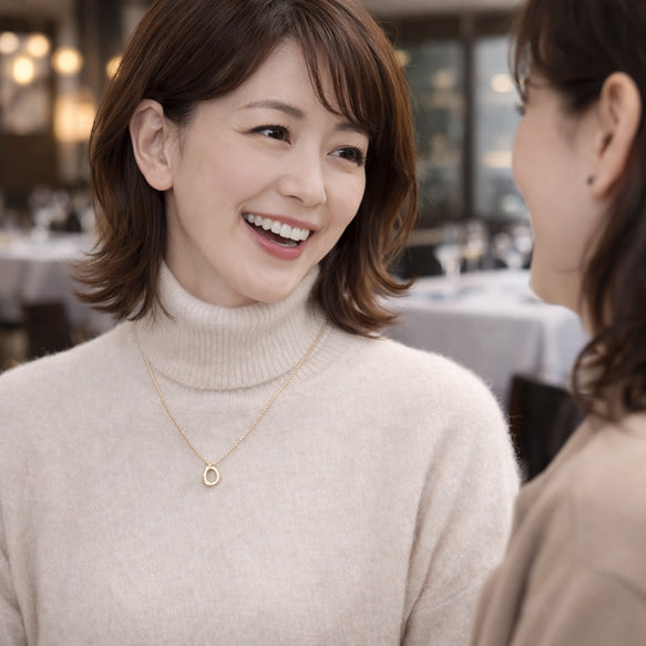 上品スタイルなエリプスネックレス│金属アレルギー対応│サージカルステンレス│つけっぱなし