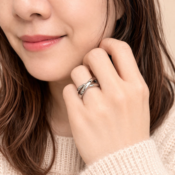 リング｜クロスデザイン｜サージカルステンレス│金属アレルギー対応│つけっぱなしOK │ Intercross Ring