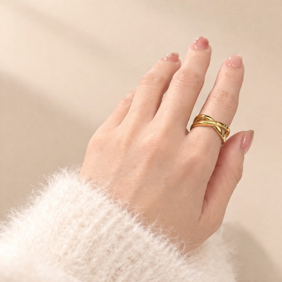 リング｜クロスデザイン｜サージカルステンレス│金属アレルギー対応│つけっぱなしOK │ Intercross Ring
