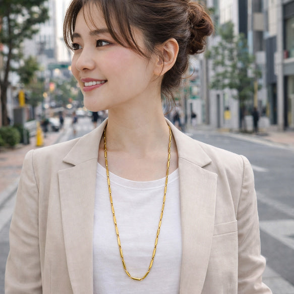 絶妙な質感が光るプレミアムネックレス│金属アレルギー対応│サージカルステンレス│つけっぱなし