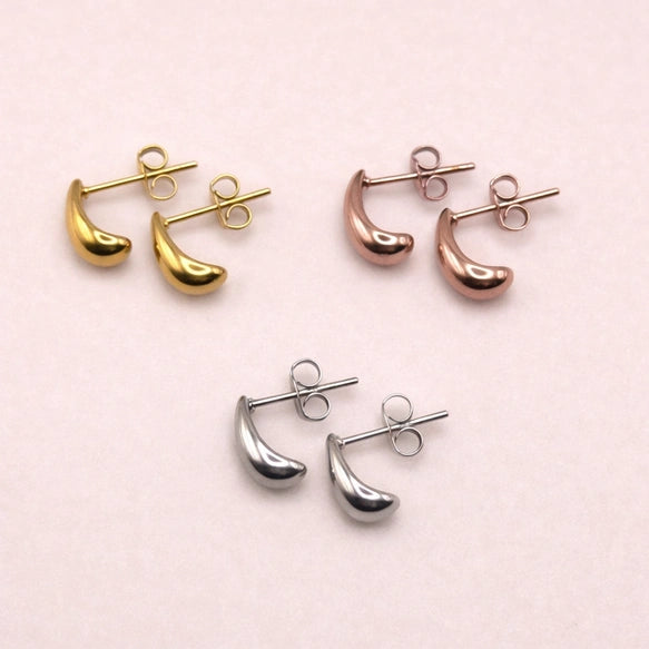 Teardrop Mini Hoop Pierce│ティアドロップ ピアス│ぷっくり メタル フープ│サージカルステンレス316L│金属アレルギー対応│軽量│大人シンプル
