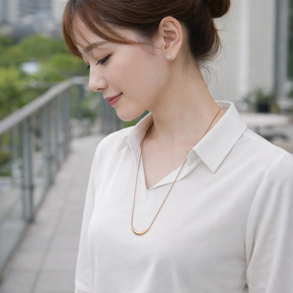 さりげなさがセンスのいいロングネックレス！│金属アレルギー対応│サージカルステンレス│つけっぱなし
