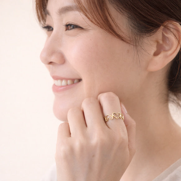 大人のエンブレイスハートリング│金属アレルギー対応│サージカルステンレス│つけっぱなし